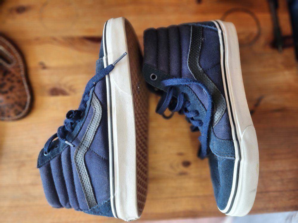 Vans Sk8-Hi Suede/Canvas Navy Blue Skate Shoes - Men's/Unisex Casual Sneakers size 7