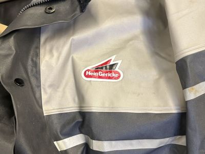 Hein Gericke Vintage Motorcycle Rain Suit Jacket Size Large Black Gray Waterproof