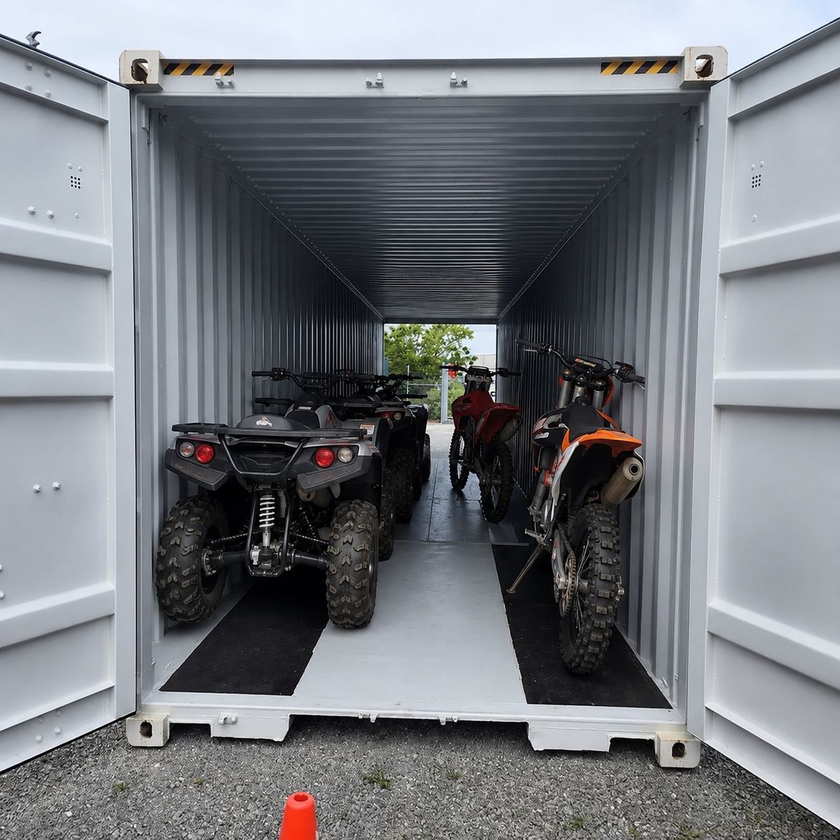 Toy Storage solution motorcycles ATVs tools double door