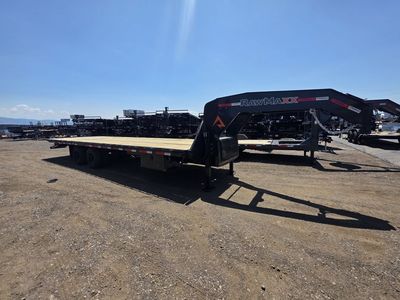 2026 RawMaxx 32' FDXD Gooseneck 24K with Duals and Hydraulic Jack Equipment Flatbed Trailer