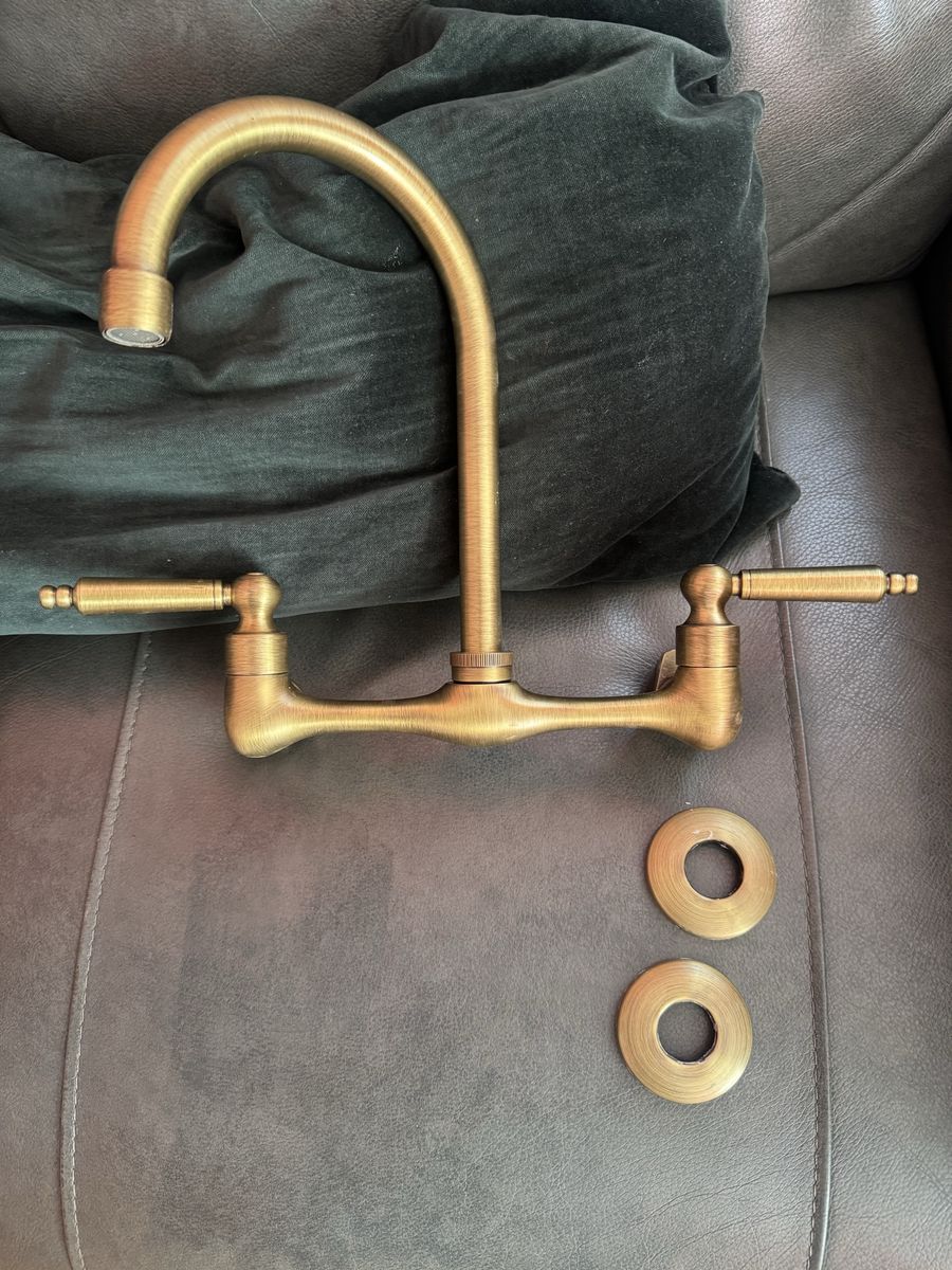 Jessamy Wall Mount Kitchen Faucet - Aged Brass