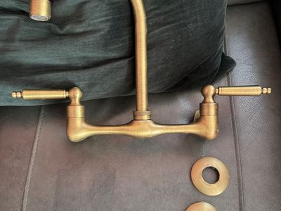 Jessamy Wall Mount Kitchen Faucet - Aged Brass