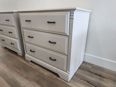 Custom Refinished Solid Wood 3-Drawer Nightstand Pair - Pristine