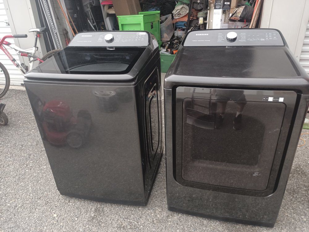 Samsung Washer and Electric Dryer Set - Black Stainless Steel, Top Load Washer