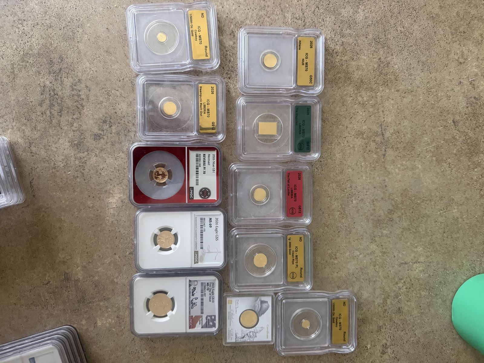 Various ICG & NGC Graded Gold Coins - MS69, MS70, PF70 - Multiple Designs and weights.