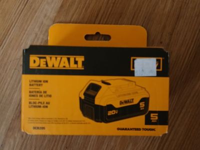 NEW DEWALT 20V MAX XR 5.0 Ah Lithium-Ion Battery (DCB205) - Factory Sealed