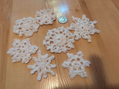 Seven Small Crochet Christmas Ornaments $7