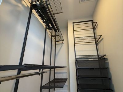 ELFA CUSTOM SHELVING Black Wire Mesh Adjustable Closet Organizer System with Shelves & Drawers