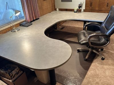 Computer desk work station with rolling office chair