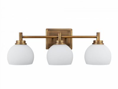 Modern Modern 3 LIght Bathroom Vanity Brass Finish Rounded Frosted Glass