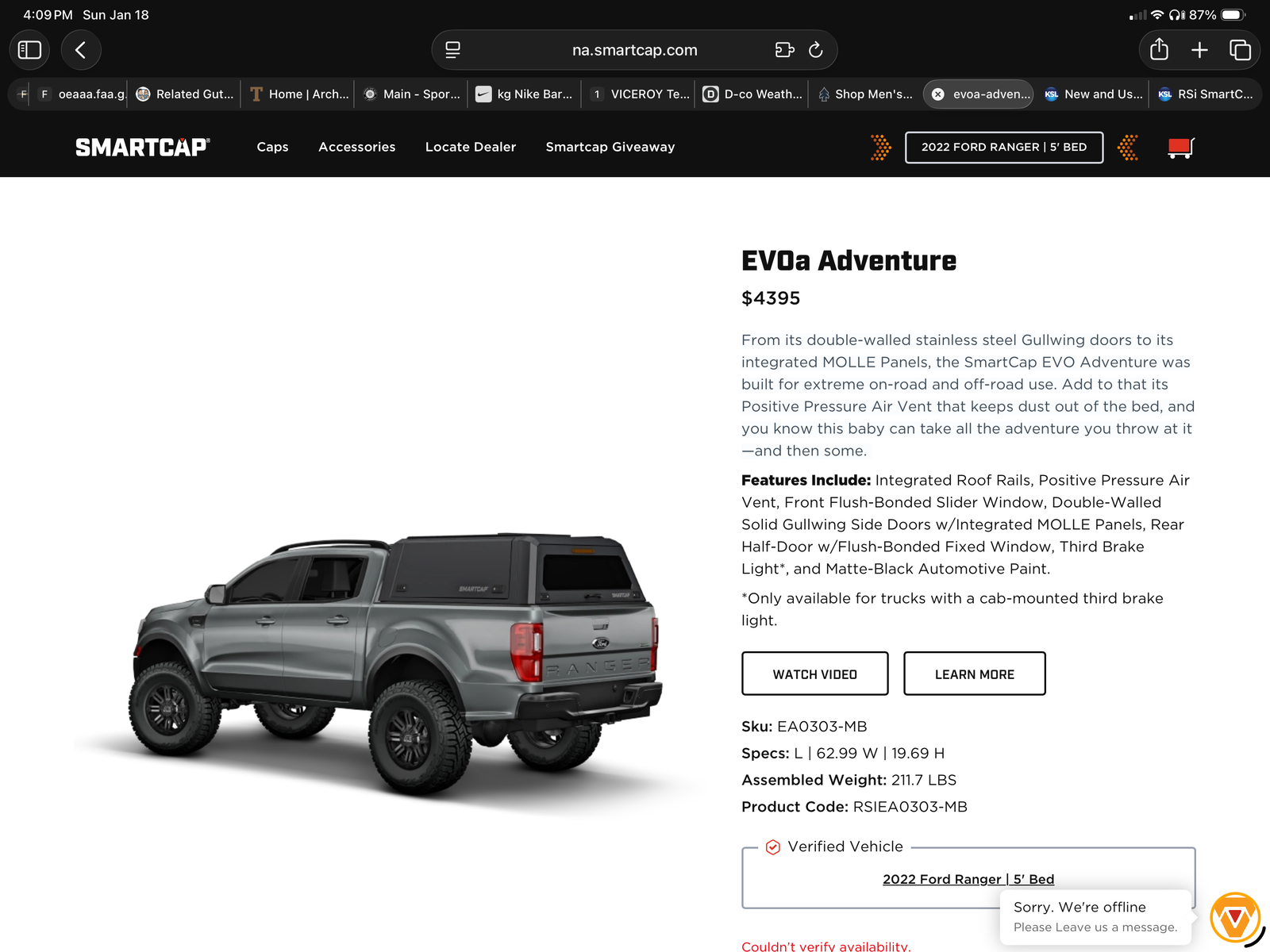 **Price Lowered** MSI SmartCap - Ford Ranger 2019 - 2022