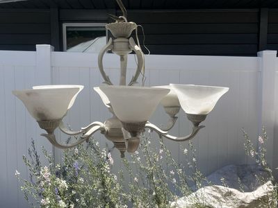 Classic White Chandelier - 5-Light with Frosted Glass Shades