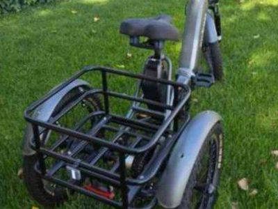 Aosbest Electric Tricycle Trike Fat Tire Folding Ebike w/ Cargo Basket
