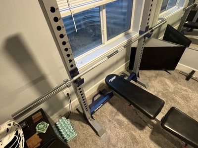 Fitness Gear Pro Half Rack with Adjustable Bench and Olympic Barbell - Used Excellent