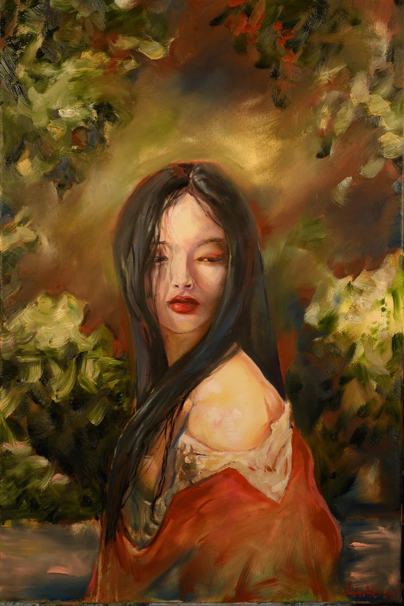 Original Oil Painting "Fractured Geisha" by Matt Haag | 36 x 24 in | One of a Kind