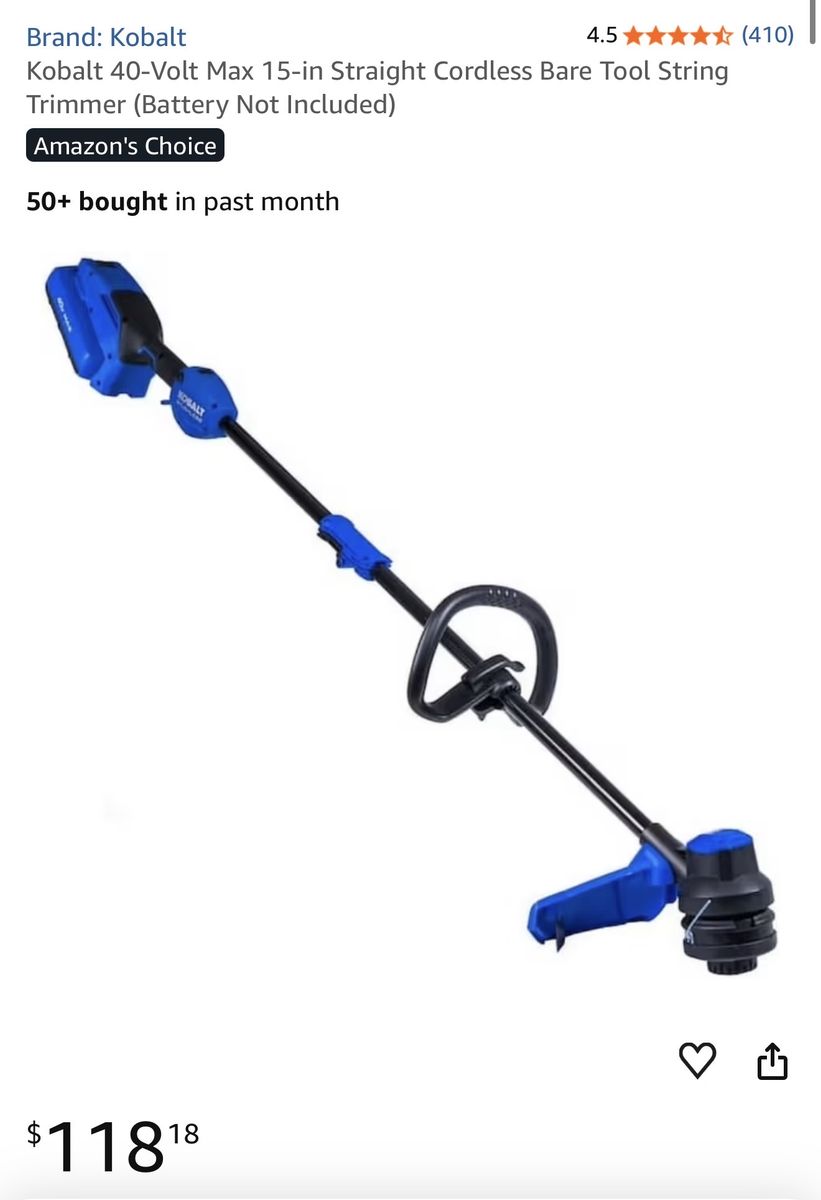 Kobalt 40V Max 15-in Straight Cordless String Trimmer (Tool Only)
