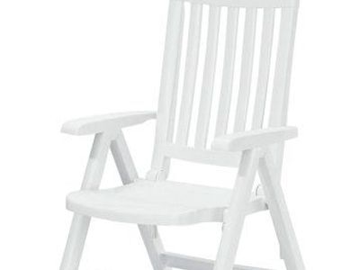 4, Kettler Sieger White Resin 4-Position Folding Armchair Outdoor Patio Lawn Chair