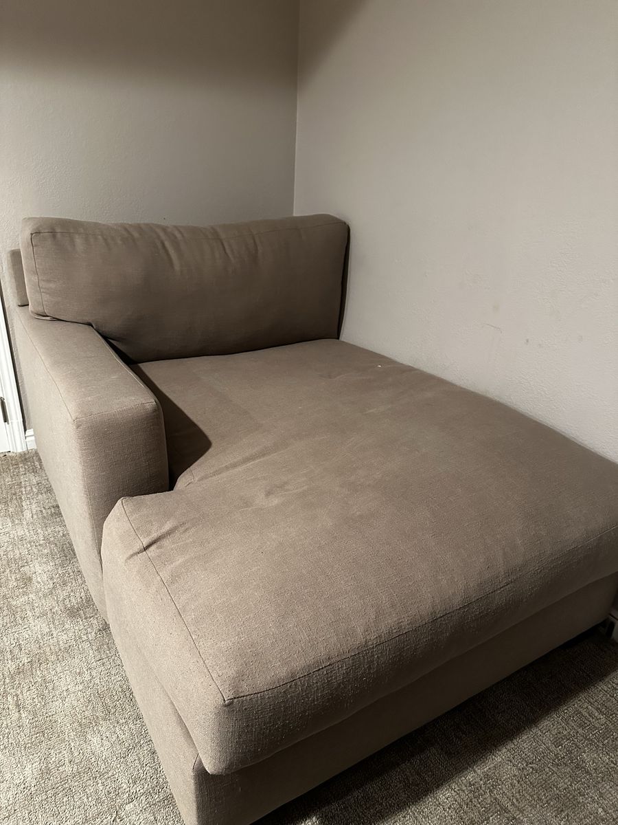 Comfortable Downeast Chaise Lounge - Light Brown Fabric