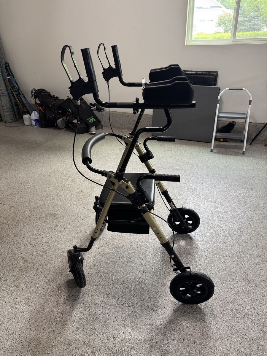 Brand New Upright Rollator Walker with Seat – Champagne Gold (Never Used)