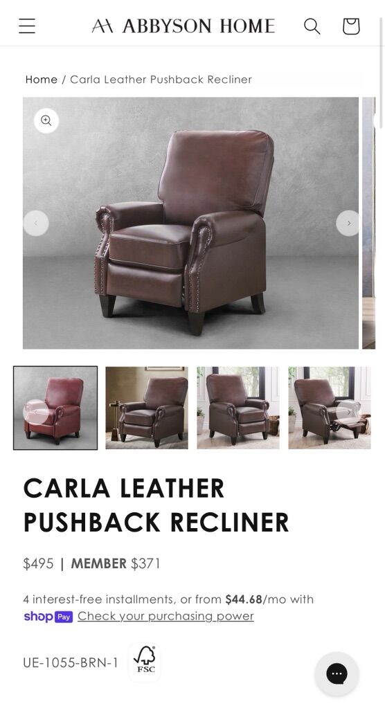 Abbyson Home Carla Pushback Recliner Chair – Brown