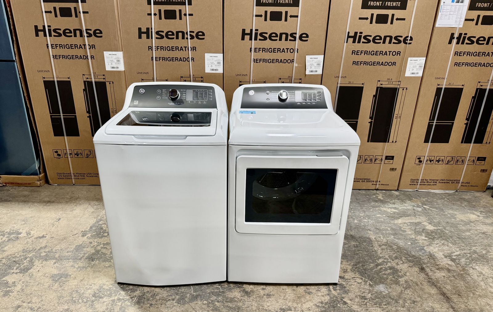 GE WASHER AND DRYER SET WITH WARRANTY