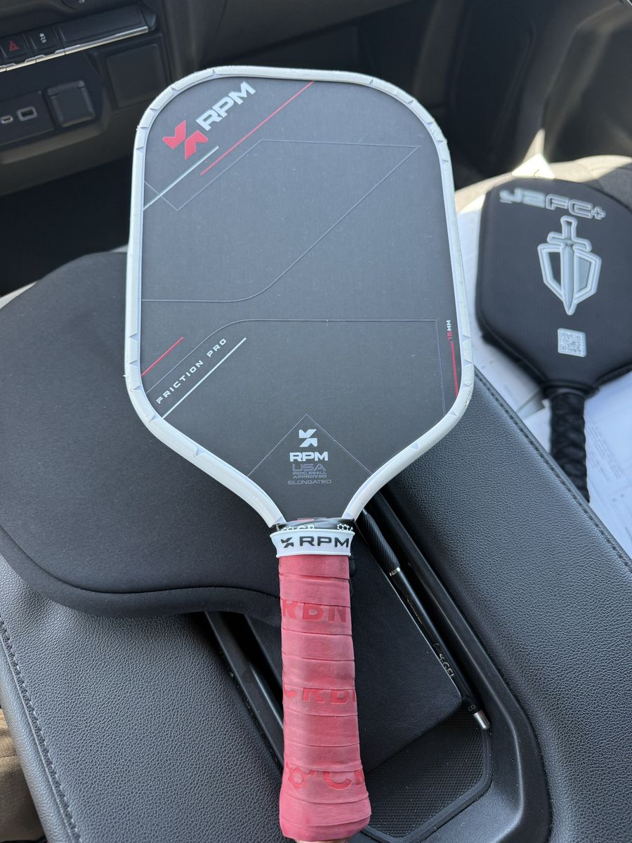 RPM Friction Pro Pickleball Paddle - Elongated Design, Red Grip