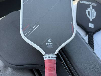 RPM Friction Pro Pickleball Paddle - Elongated Design, Red Grip