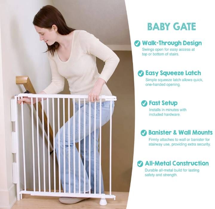 NEW Regalo Baby/Pet Gate, White, 30.5" Tall by 28"-42" Wide 2-in-1 Stairway and Hallway Gate