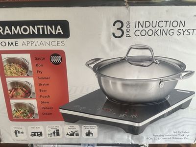 Tramontina 3-Piece Induction Cooking System Portable Cooktop & 4 Qt Covered Pan
