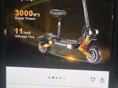 ZonDoo Z001 Plus Electric Scooter - 6000W, 58MPH, 60 Miles Range, 11" Off-Road Tires, Dual Motor