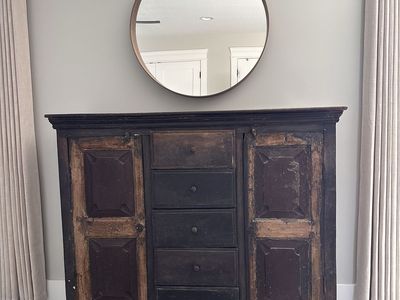 Wooden Sideboard Cabinet Hutch with 5 Drawers & 2 Doors - Unique Patina, Storage Console