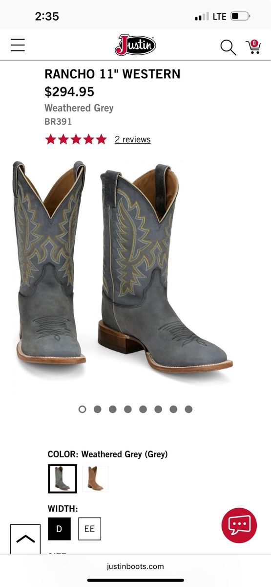 Justin Cowboy Boots Size 11.5