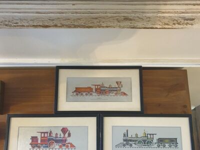 Vintage Robert Kern Framed Foil Etching Trains