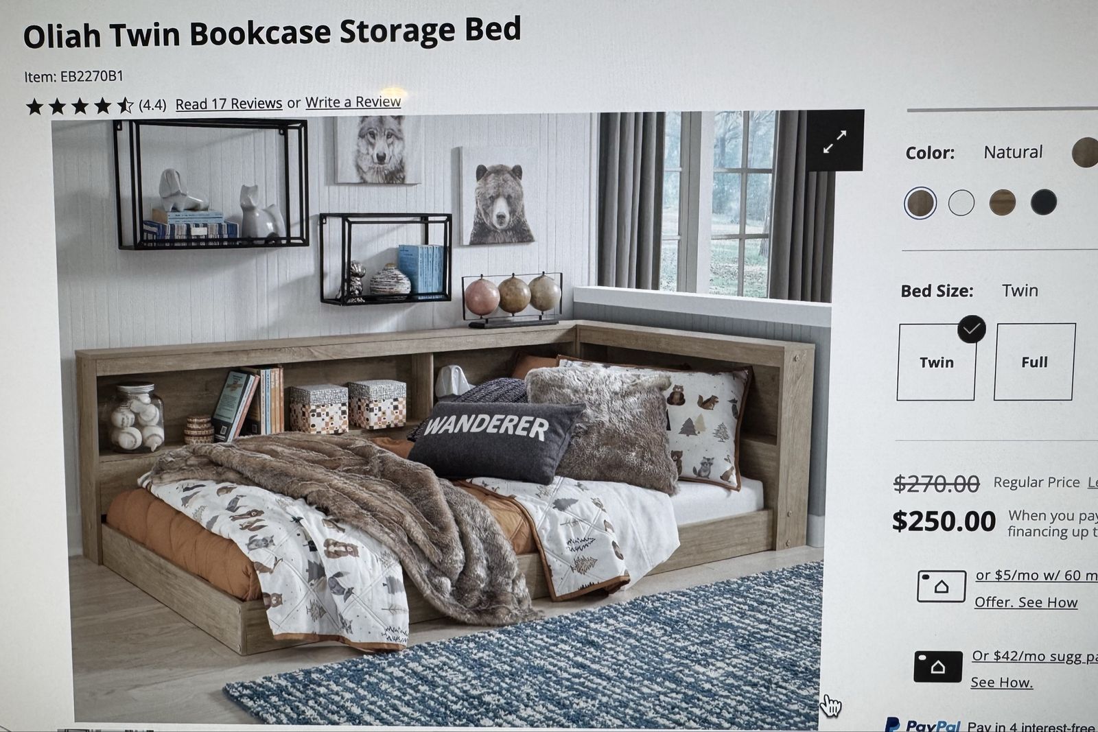Twin Bookcase Storage Bed Frame