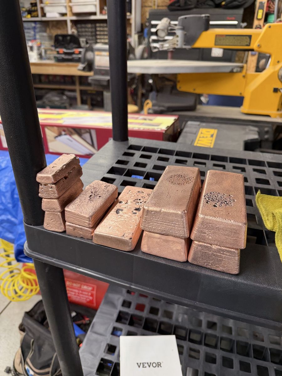 hand poured Copper Bars For Sale $12/lbs
