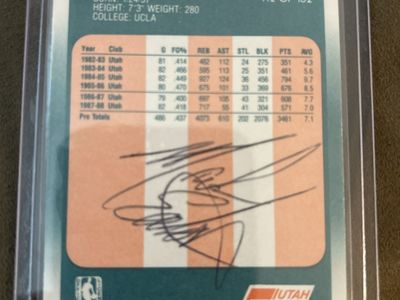 Auto 1988 Fleer Mark Eaton Utah Jazz #112 Autographed Trading Card Hand Signed NBA Basketball Card