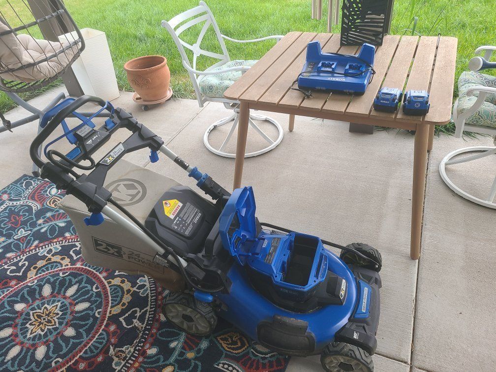 Kobalt 24V electric Lawn Mower with dual charger and Batteries