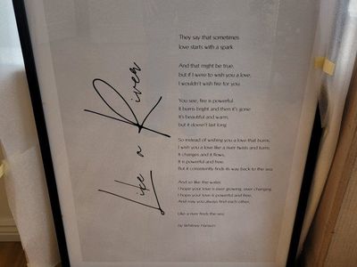Framed Whitney Hanson "Like a River" Poem Art Print - Black Frame (60x80cm)