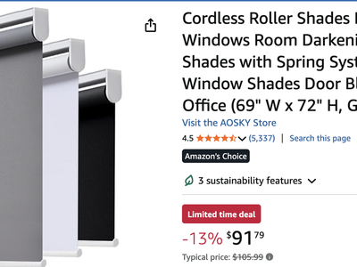 NEW - 69" X 72" Black Cordless Roller Shades Blackout Blinds (spring mechanism)