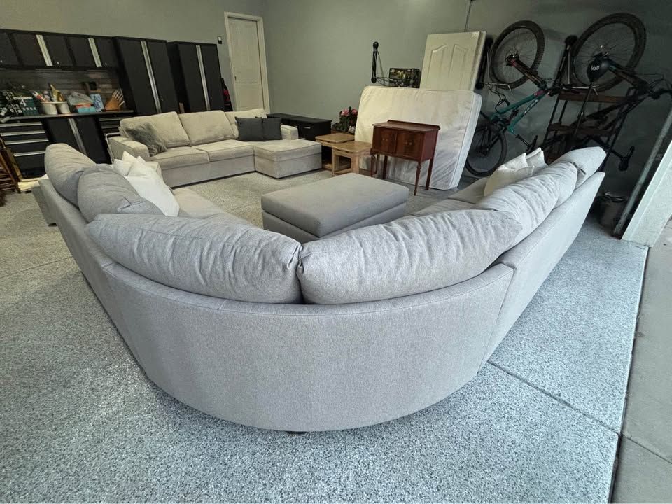Living Spaces Harper Down III Sectional Sofa & Ottoman