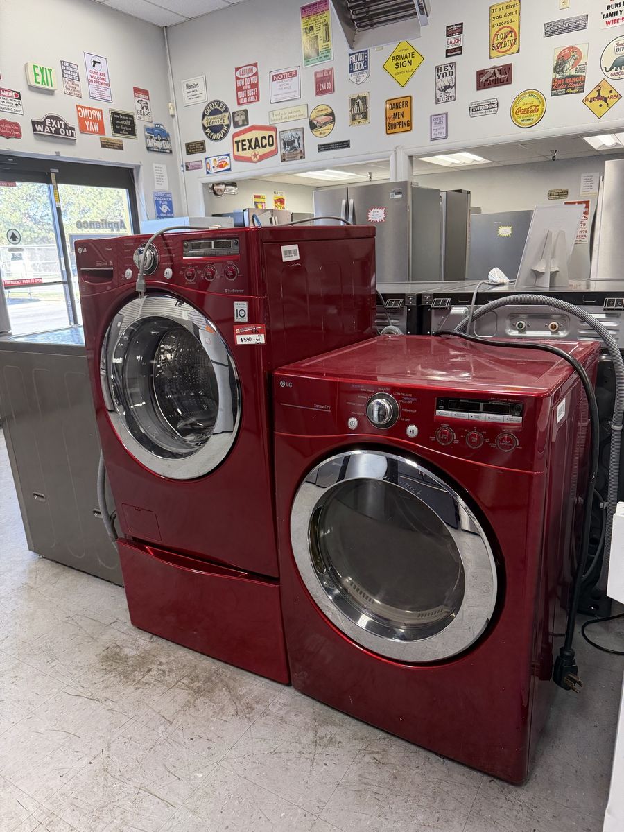 BEAUTIFUL LG RED SET WASHER AND ELECTRIC DRYER