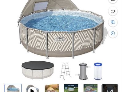 Bestway Steel Pro MAX 13'x42" Metal Frame Above Ground Pool with Canopy, Pump, Ladder, & Cover