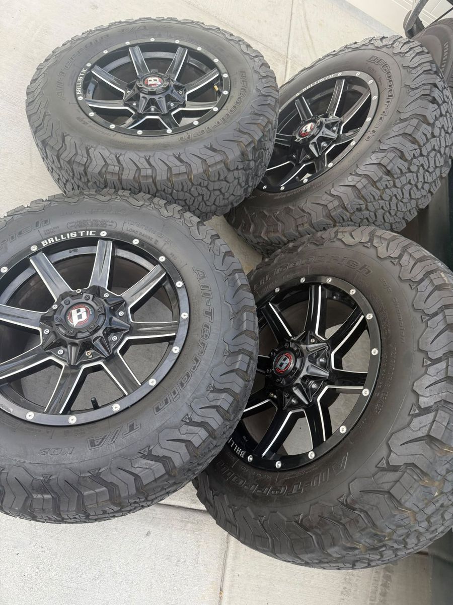 Ballistic 275/70R18 BFGoodrich All-Terrain T/A KO2 Tires & Wheels Set of 4 ,6 lugs universal
