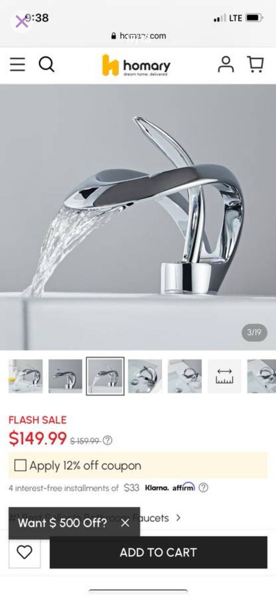Waterfall Bathroom Sink Faucet