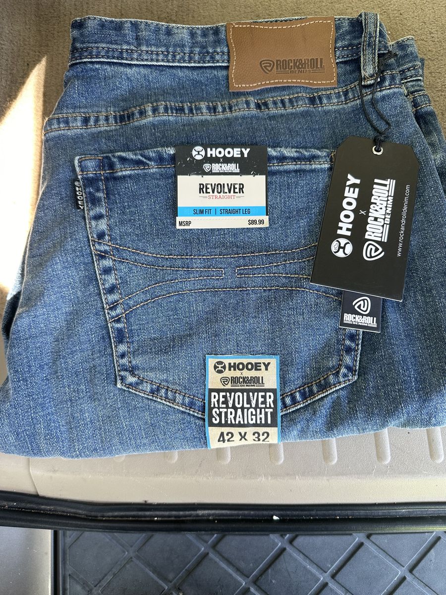 Hooey x Rock&Roll Denim Revolver Straight Leg Jeans - Men's Slim Fit, Size 42x32