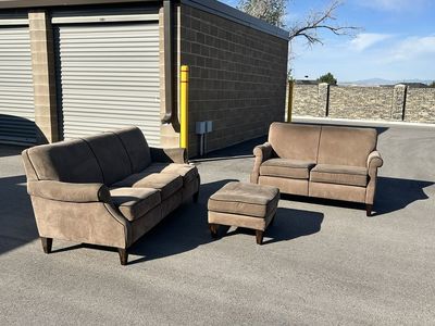3 Piece tan corduroy Sofa/Loveseat/Ottoman set