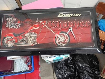 Snap-on Chopper Motorcycle Wall Clock - Red & Black, Collectible Memorabilia