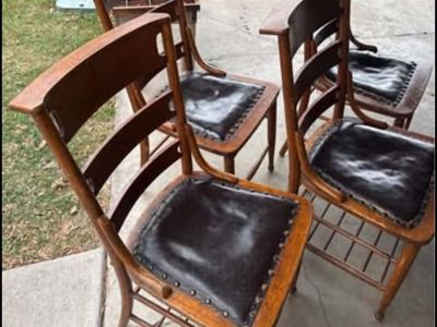 ANTIQUE VINTAGE SOLID WOOD STUDDED PRAYER CHAIRS