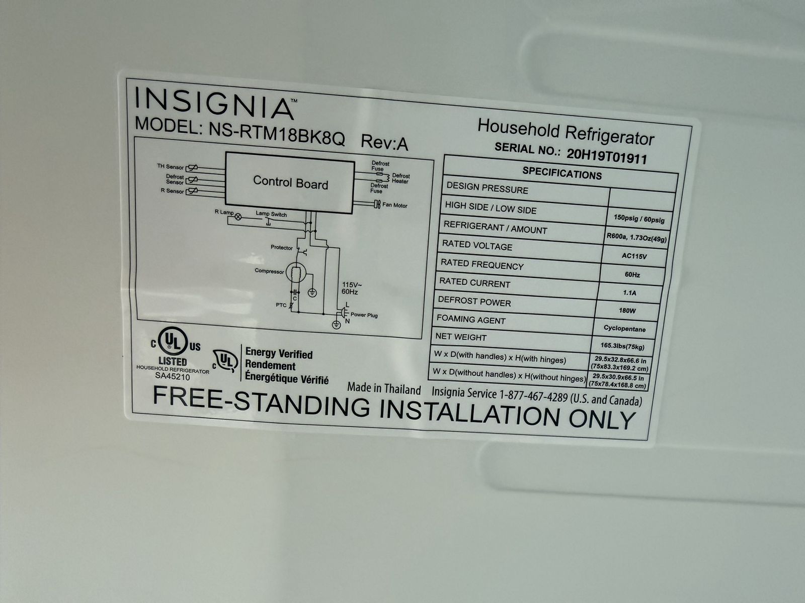 18.1 cu. ft. top-mount refrigerator