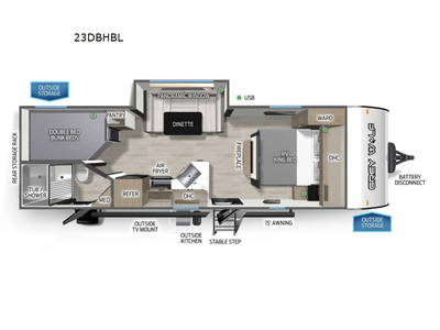 2026 Forest River RV Cherokee Grey Wolf Black Label 23DBHBL Bunkhouse|Front Bedroom|Outdoor Kitchen|Two Entry/Exit Doors|U